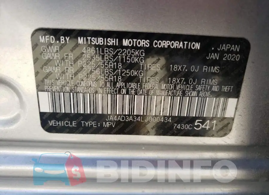 JA4AD3A34LJ000434 Photo# 13