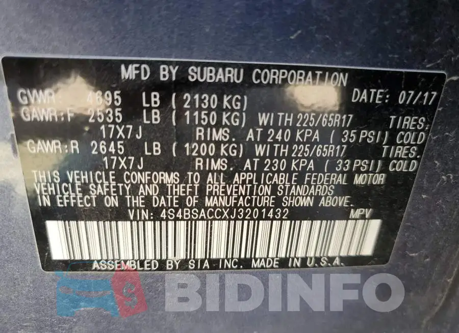 4S4BSACCXJ3201432 Photo# 12