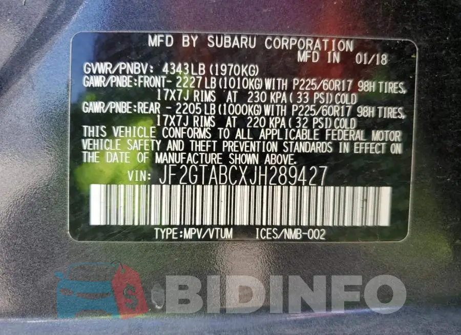 JF2GTABCXJH289427 Photo# 12