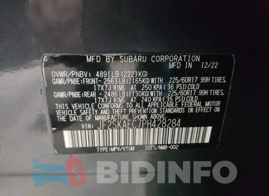 JF2SKAEC7PH428284 Photo# 13