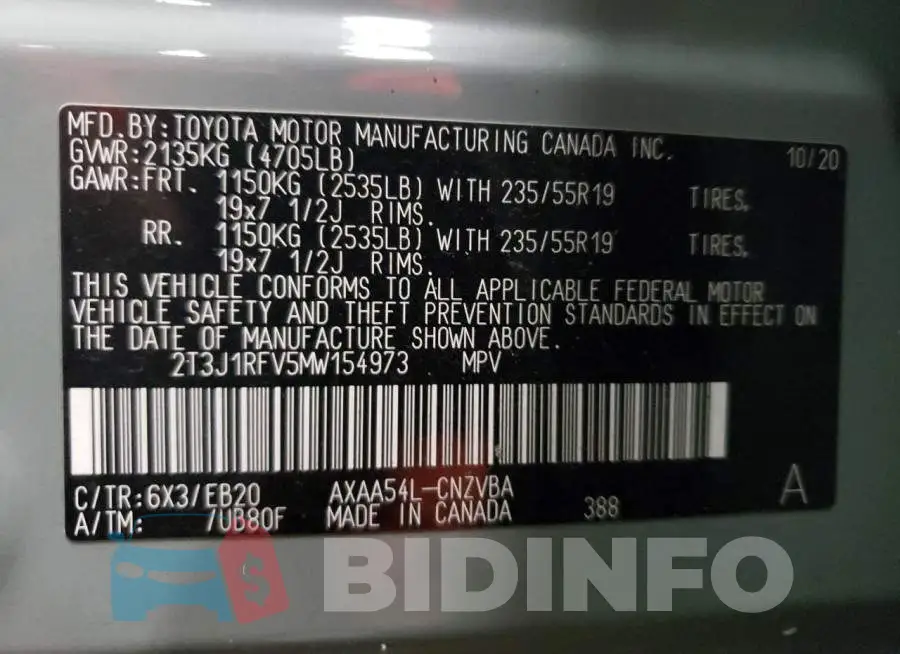 2T3J1RFV5MW154973 Photo# 12