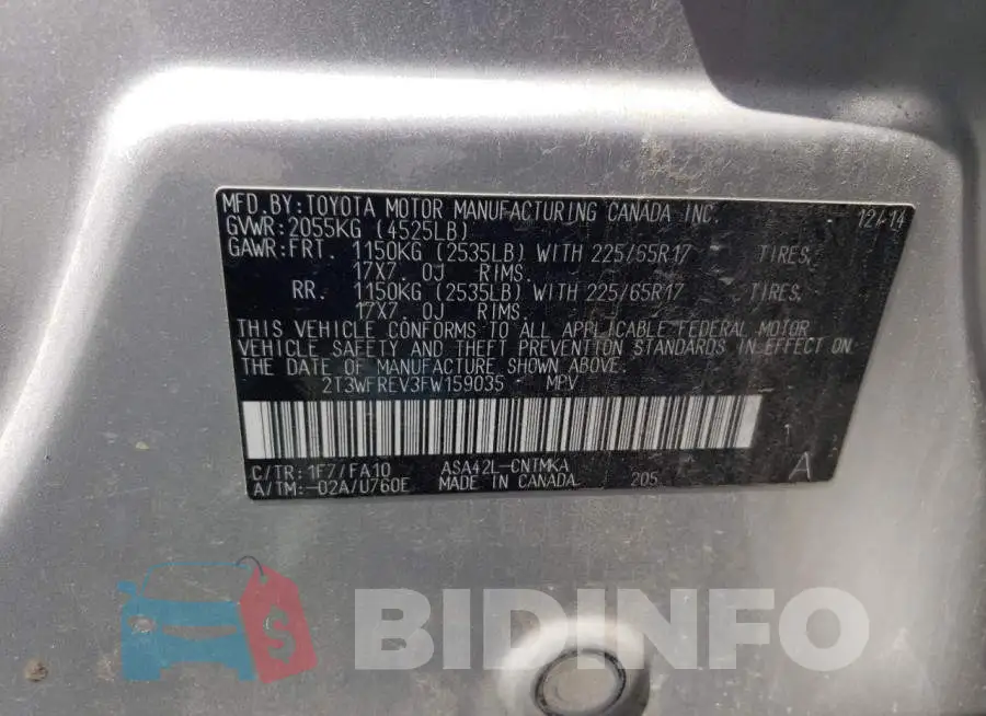 2T3WFREV3FW159035 Photo# 13