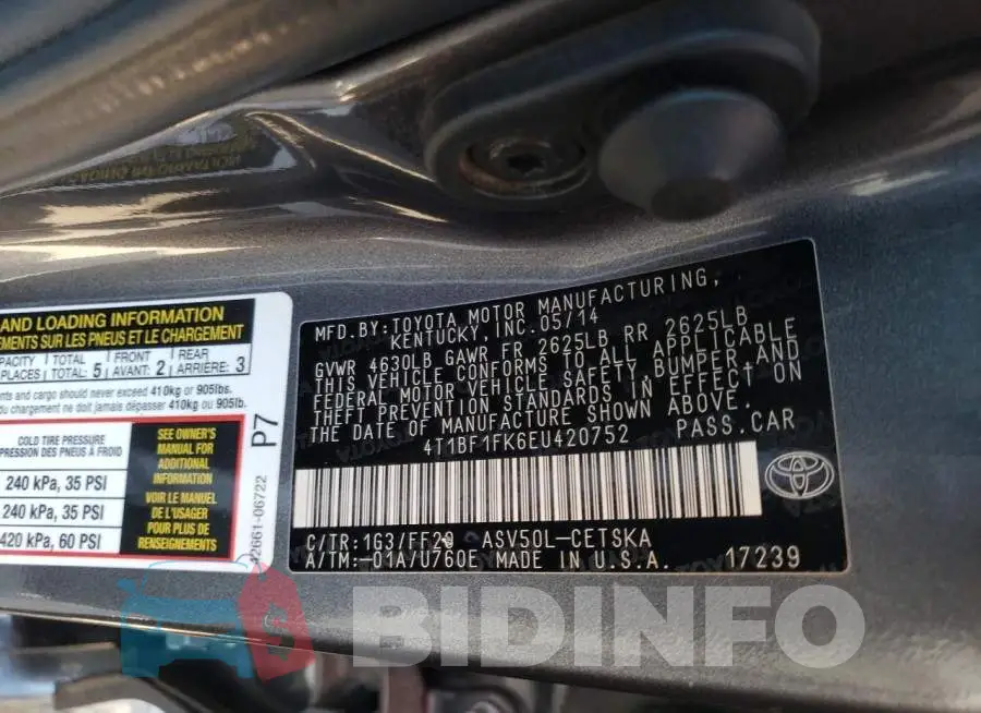 4T1BF1FK6EU420752 Photo# 12