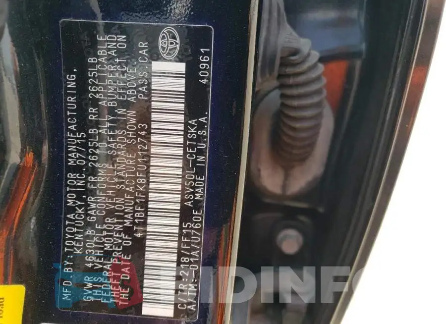 4T1BF1FK8FU112743 Photo# 12