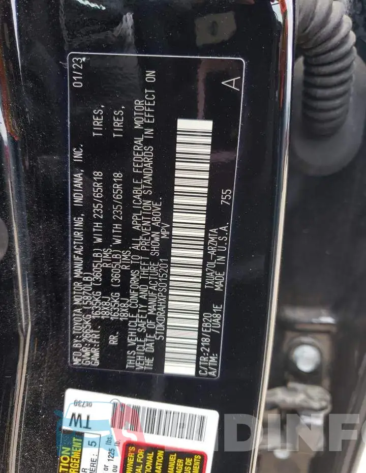 5TDKDRAHXPS015201 Photo# 13