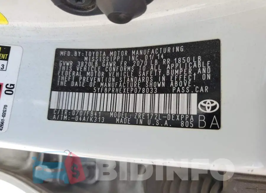 5YFBPRHEXEP078033 Photo# 12