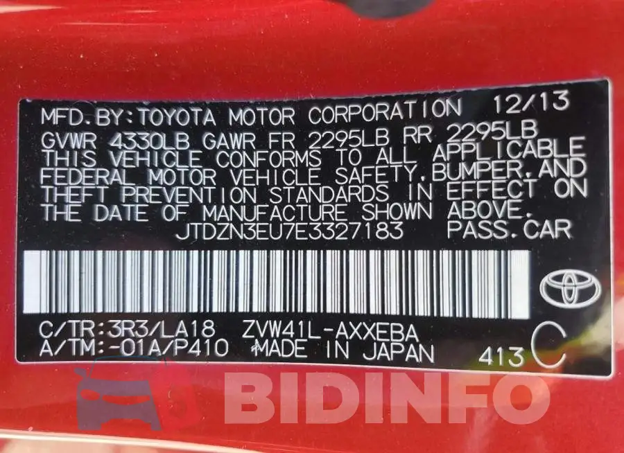 JTDZN3EU7E3327183 Photo# 12