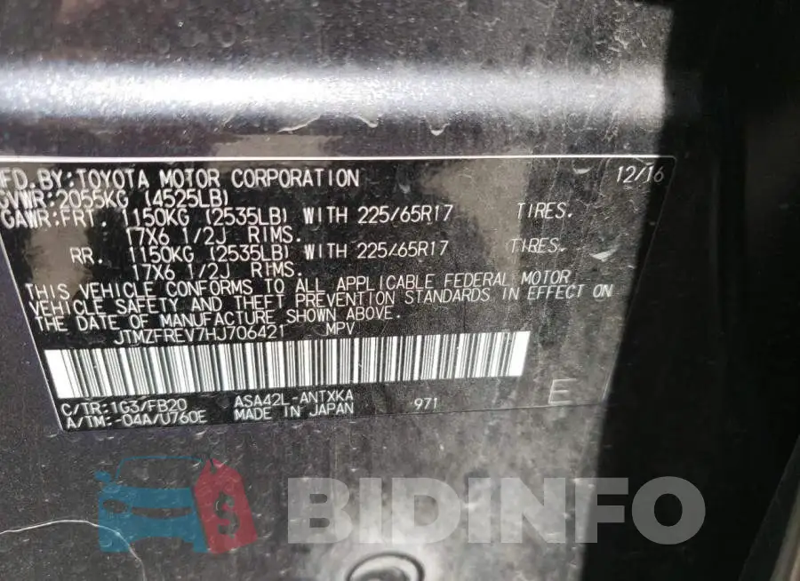 JTMZFREV7HJ706421 Photo# 13