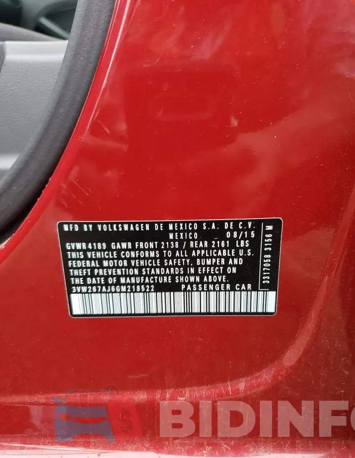 3VW267AJ6GM218522 Photo# 13