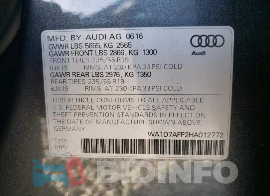 WA1D7AFP2HA012772 Photo# 13