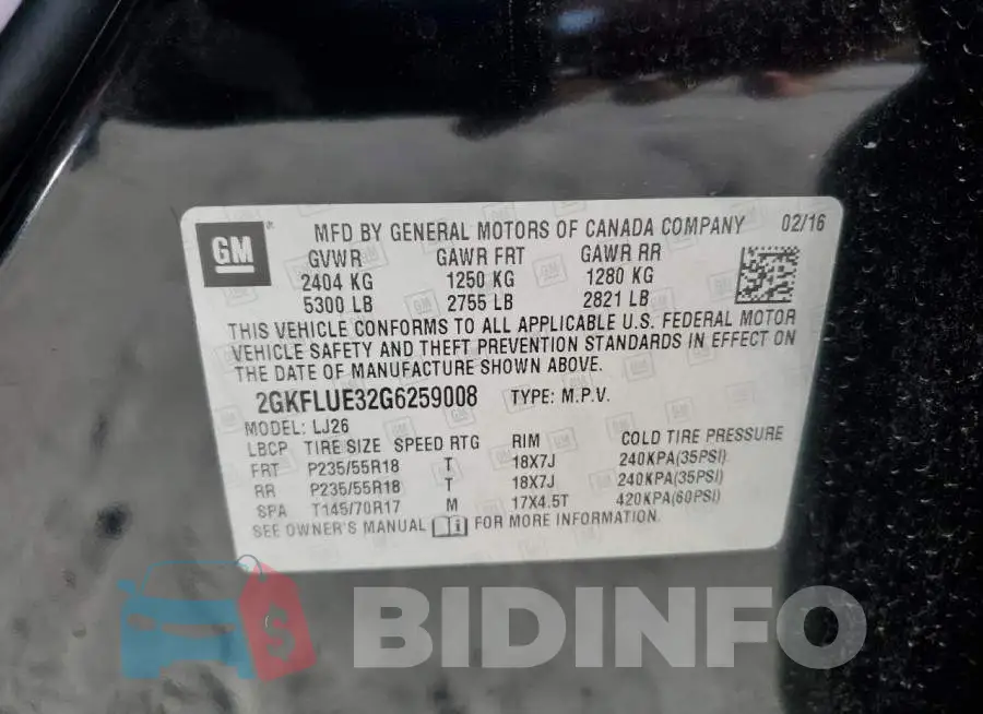 2GKFLUE32G6259008 Photo# 12