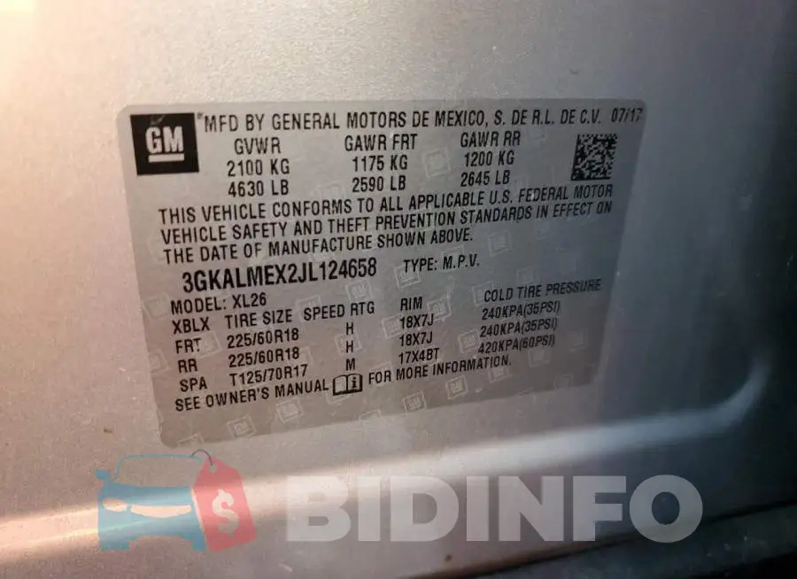 3GKALMEX2JL124658 Photo# 13