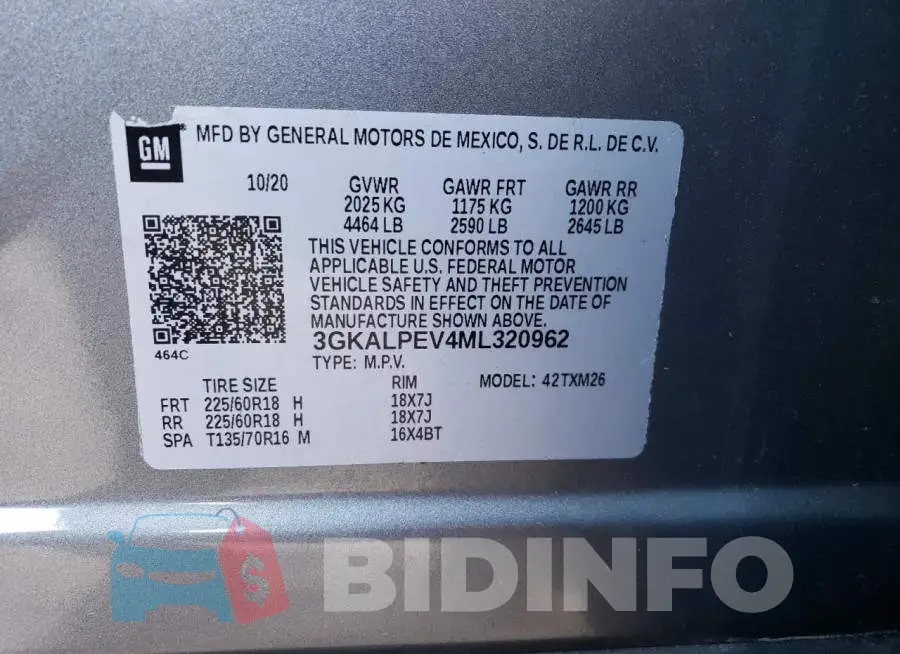 3GKALPEV4ML320962 Photo# 13