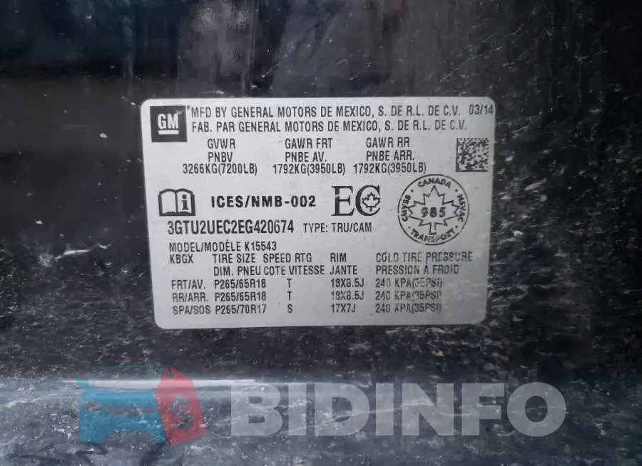 3GTU2UEC2EG420674 Photo# 12