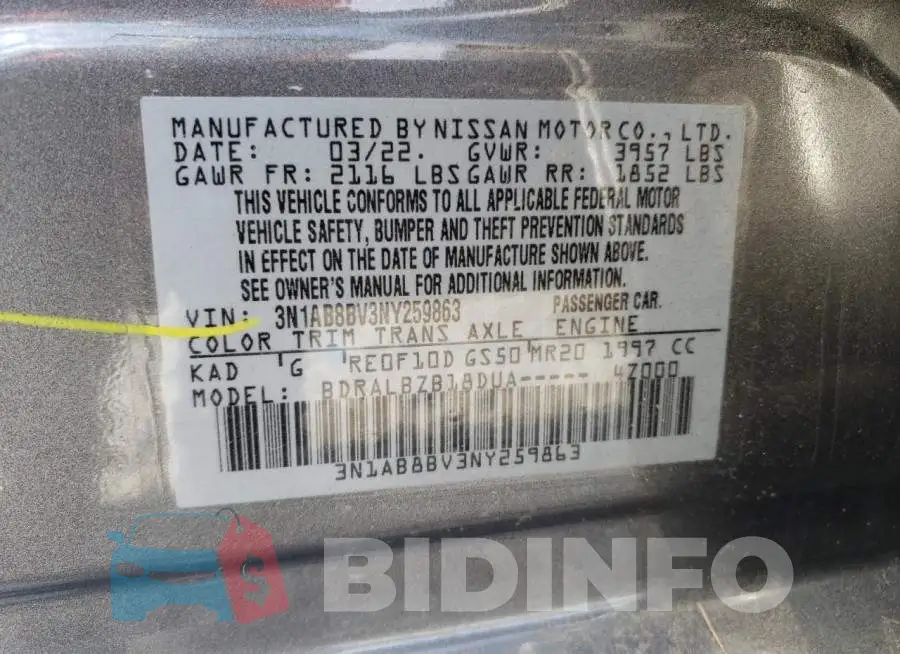 3N1AB8BV3NY259863 Photo# 12