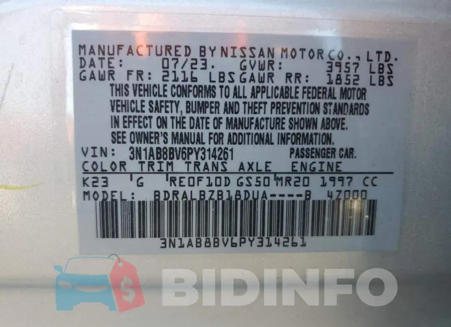 3N1AB8BV6PY314261 Photo# 12