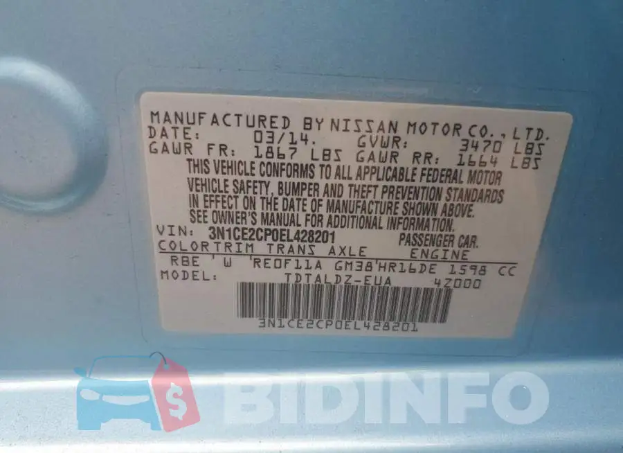 3N1CE2CP0EL428201 Photo# 12