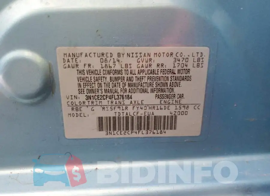 3N1CE2CP4FL376184 Photo# 12