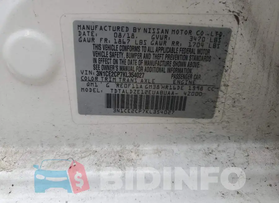 3N1CE2CP7KL354027 Photo# 12