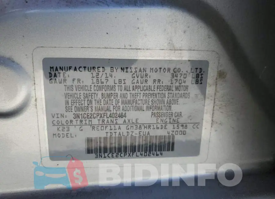 3N1CE2CPXFL402464 Photo# 12
