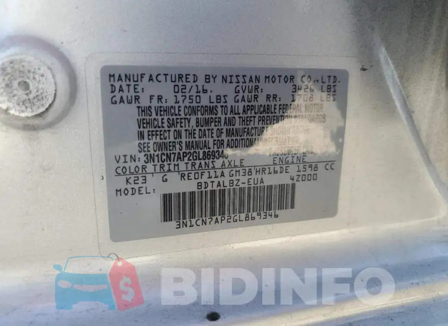 3N1CN7AP2GL869346 Photo# 13