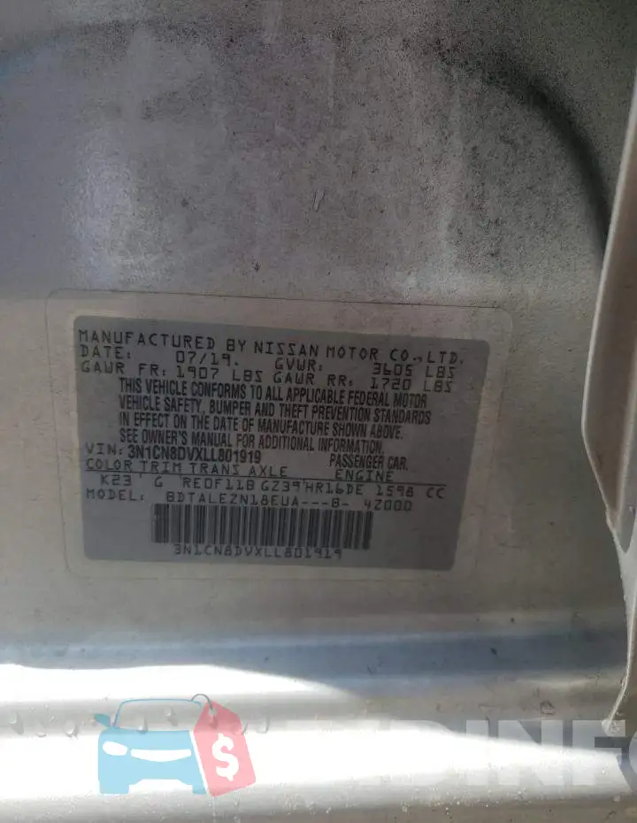 3N1CN8DVXLL801919 Photo# 12
