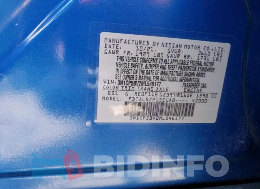 3N1CP5BV2ML546177 Photo# 13