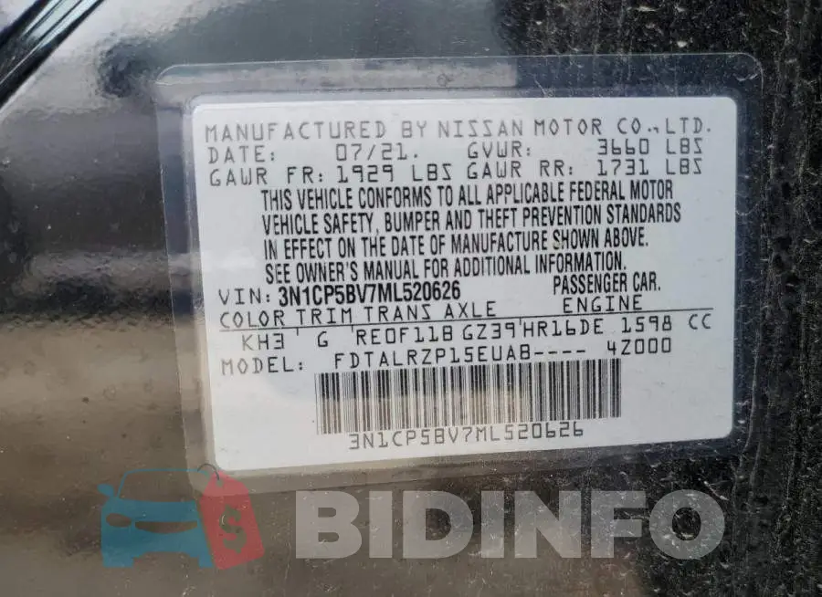 3N1CP5BV7ML520626 Photo# 12