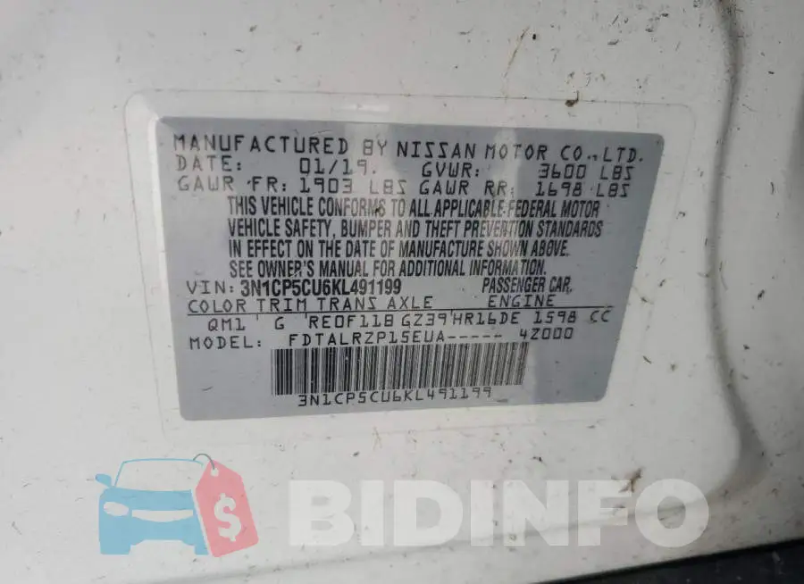 3N1CP5CU6KL491199 Photo# 12