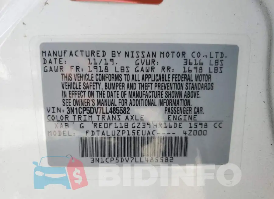 3N1CP5DV7LL485582 Photo# 14