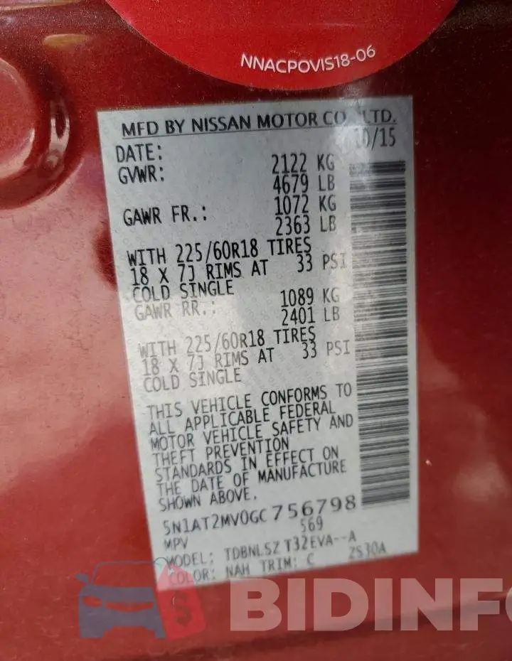 5N1AT2MV0GC756798 Photo# 12