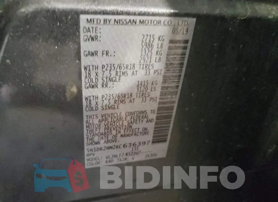 5N1DR2MM2KC636397 Photo# 12