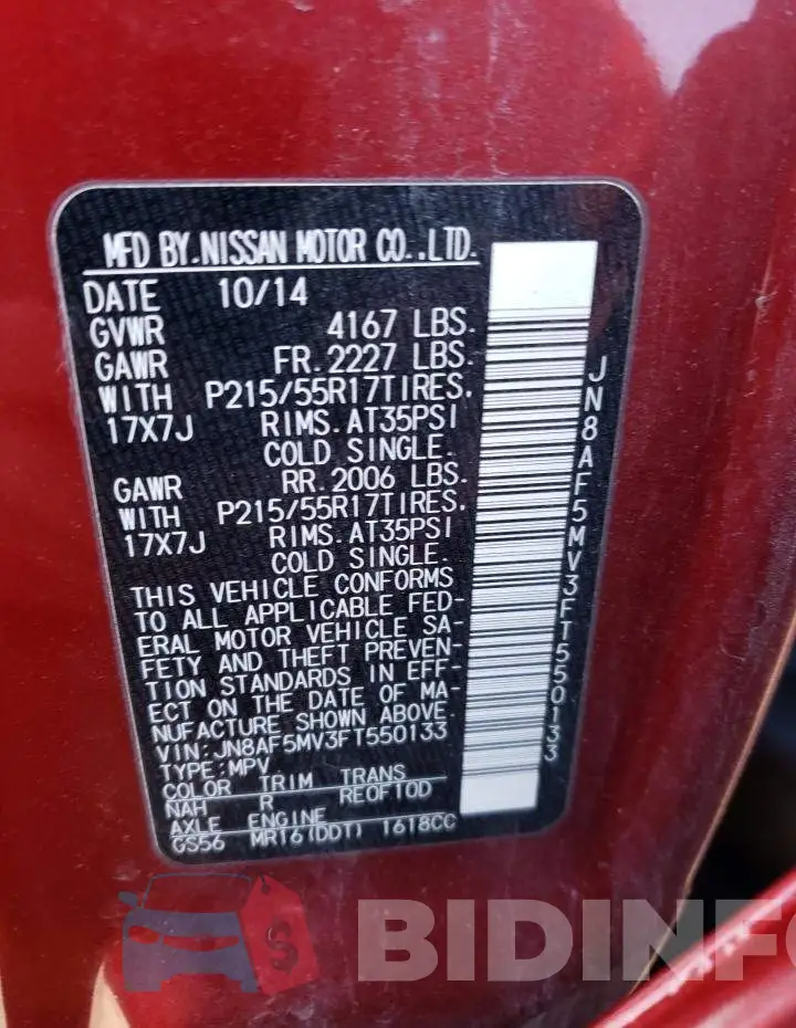 JN8AF5MV3FT550133 Photo# 13