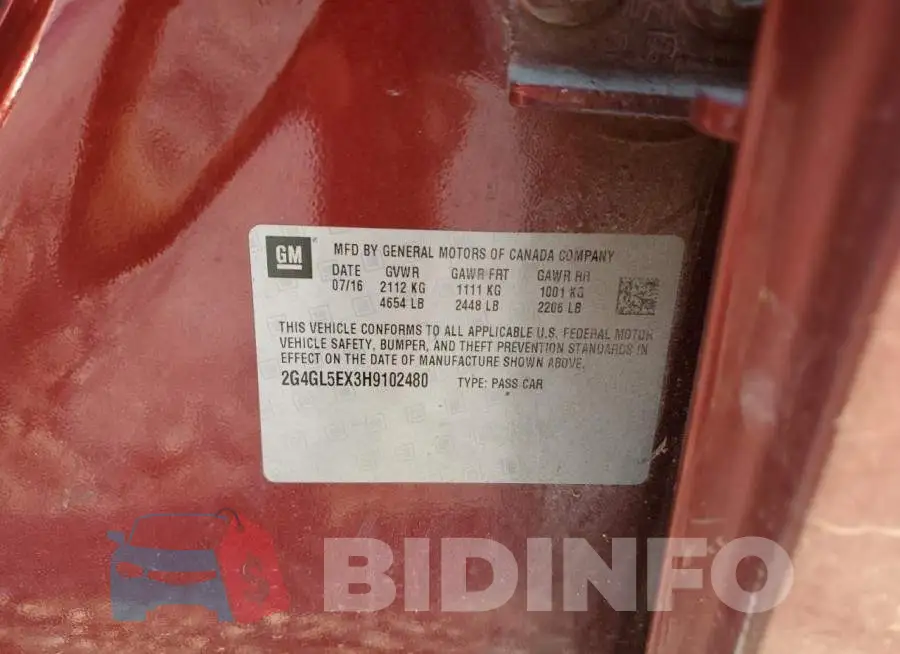 2G4GL5EX3H9102480 Photo# 12