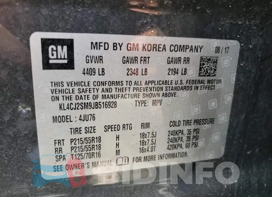 KL4CJ2SM9JB516928 Photo# 13