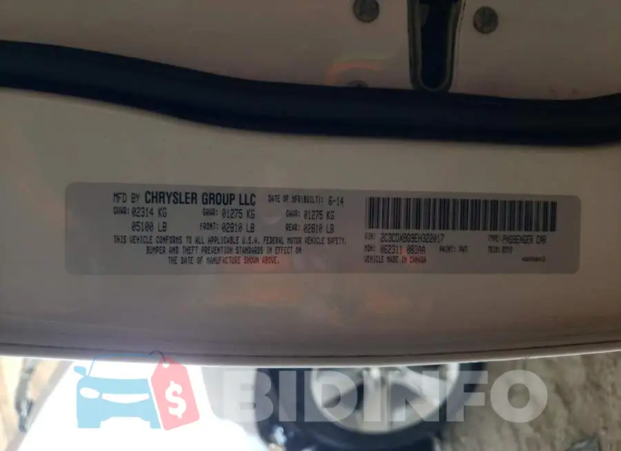 2C3CDXBG9EH322017 Photo# 12