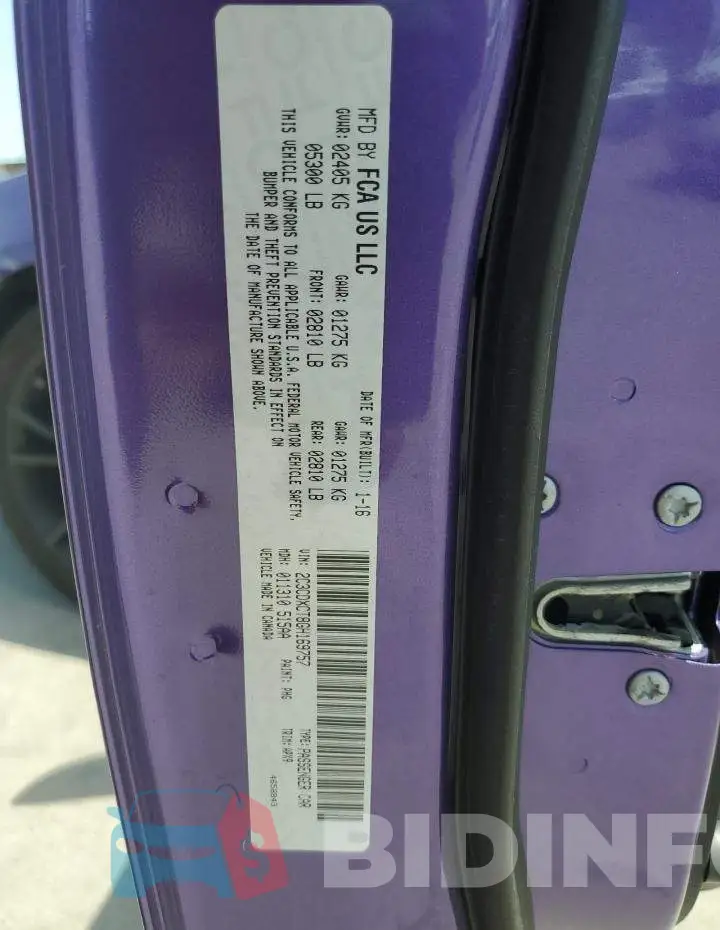 2C3CDXCT8GH169757 Photo# 12