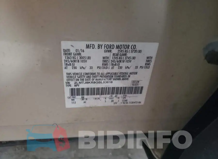 2LMTJ8KR8GBL53616 Photo# 13