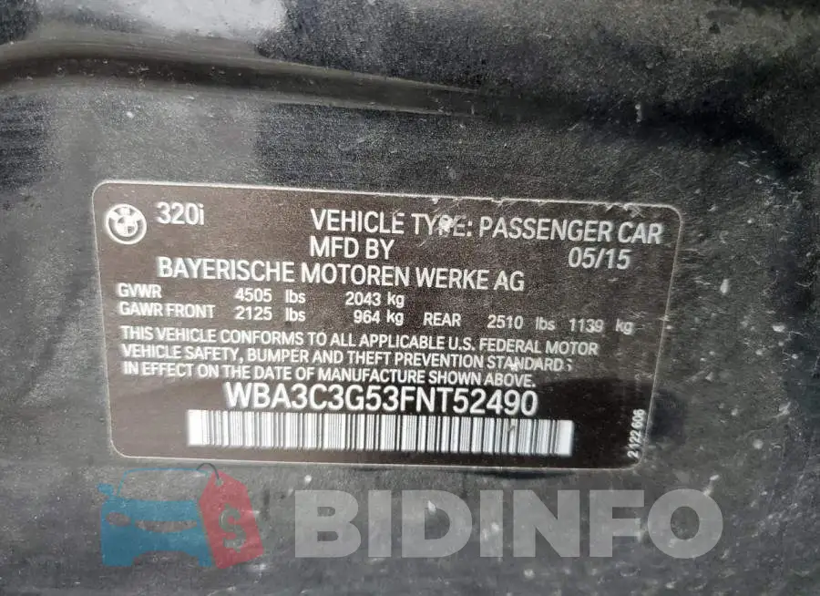 WBA3C3G53FNT52490 Photo# 12