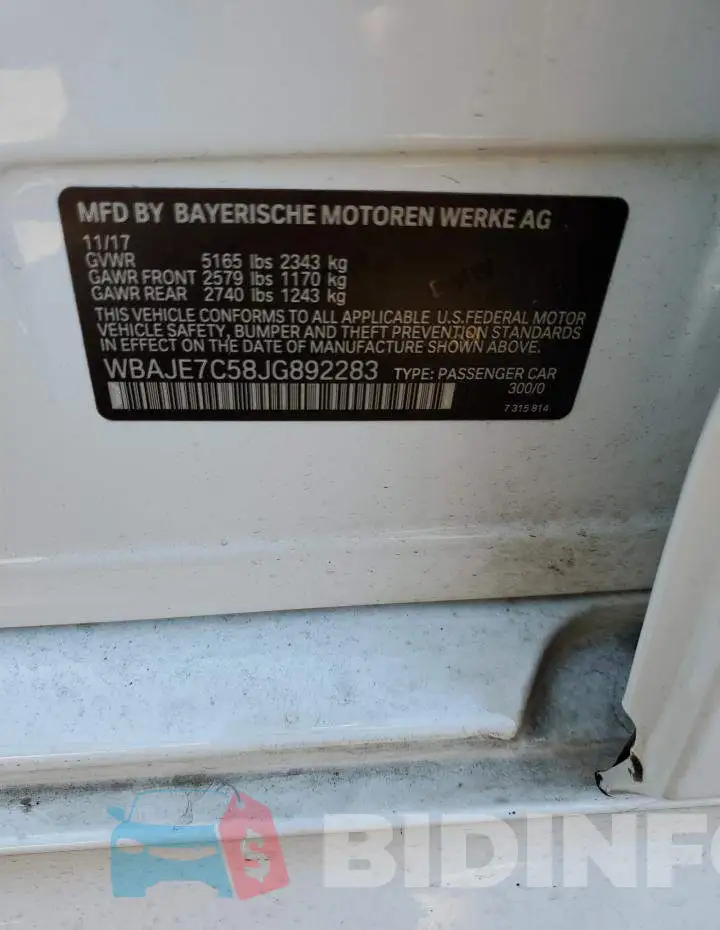 WBAJE7C58JG892283 Photo# 12
