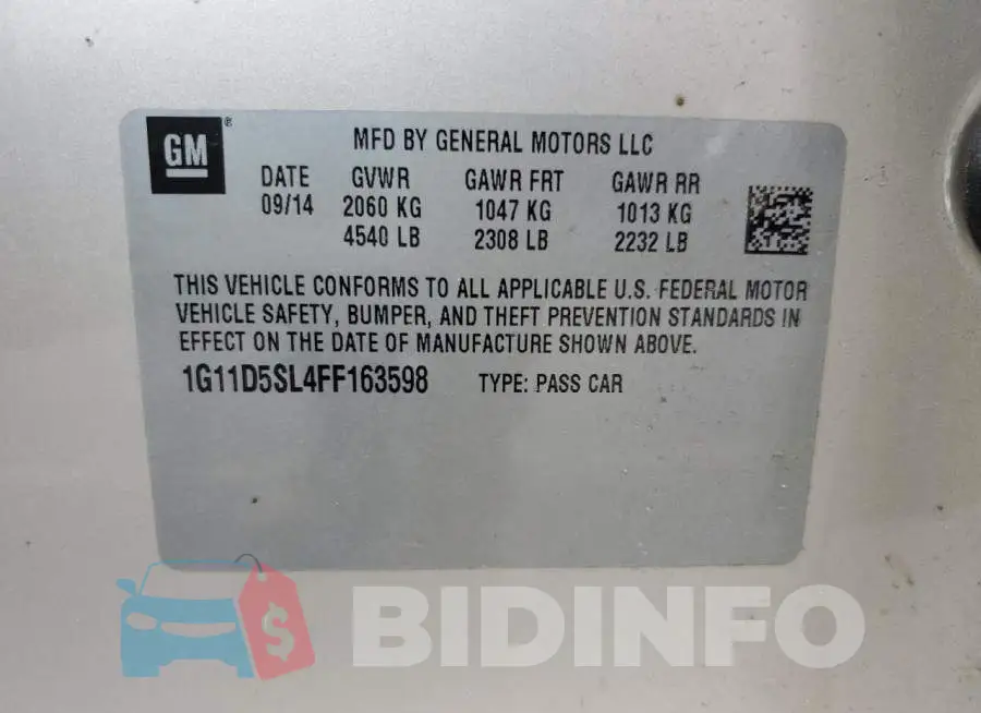 1G11D5SL4FF163598 Photo# 12