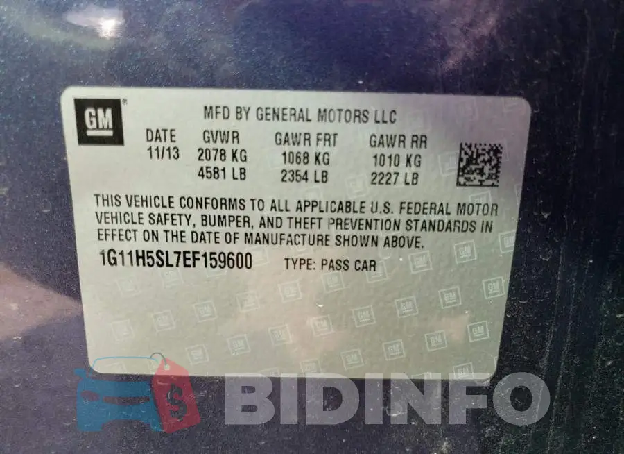 1G11H5SL7EF159600 Photo# 12