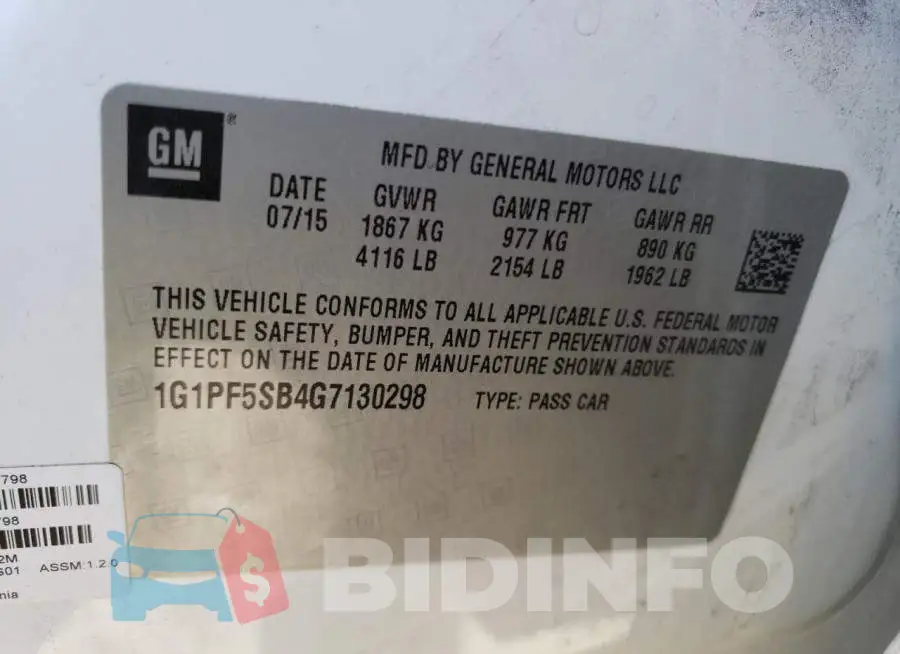 1G1PF5SB4G7130298 Photo# 13