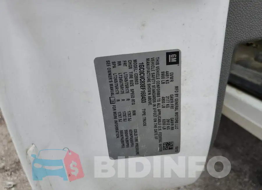 1GC0CVC83EF160433 Photo# 13