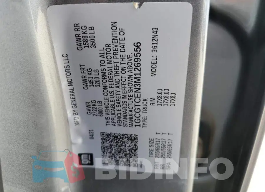 1GCGTCEN3M1269556 Photo# 12
