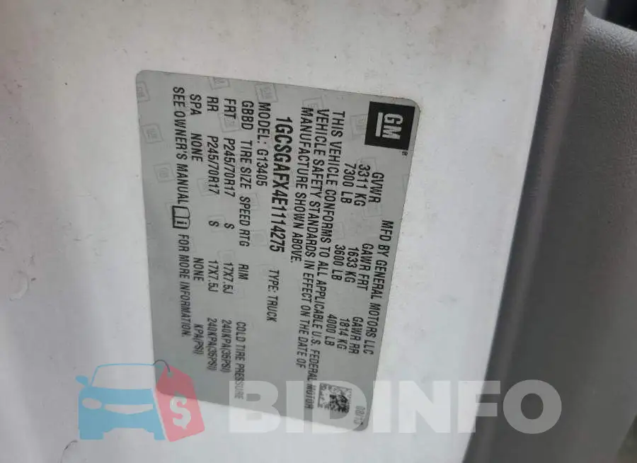 1GCSGAFX4E1114275 Photo# 13