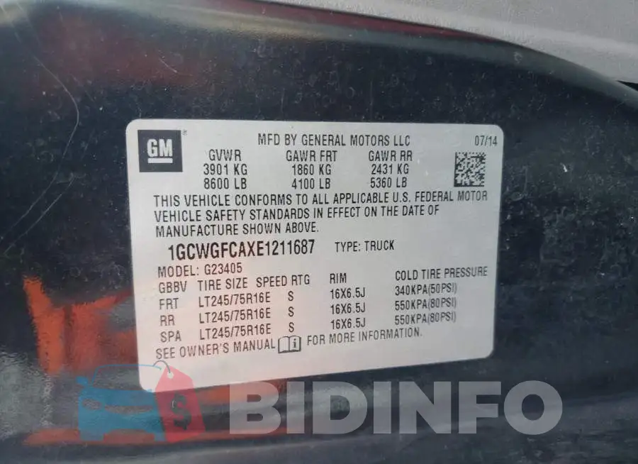 1GCWGFCAXE1211687 Photo# 13