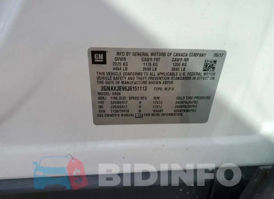 2GNAXJEV6J6151113 Photo# 13