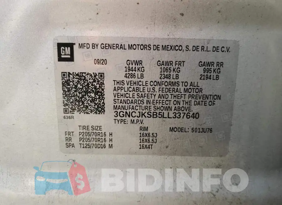 3GNCJKSB5LL337640 Photo# 12