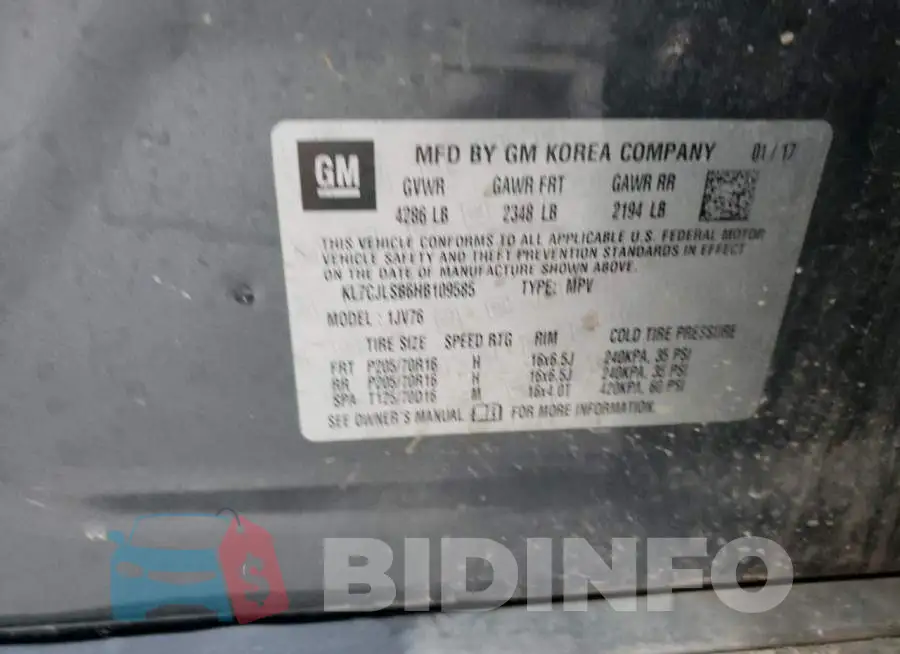 KL7CJLSB6HB109585 Photo# 12
